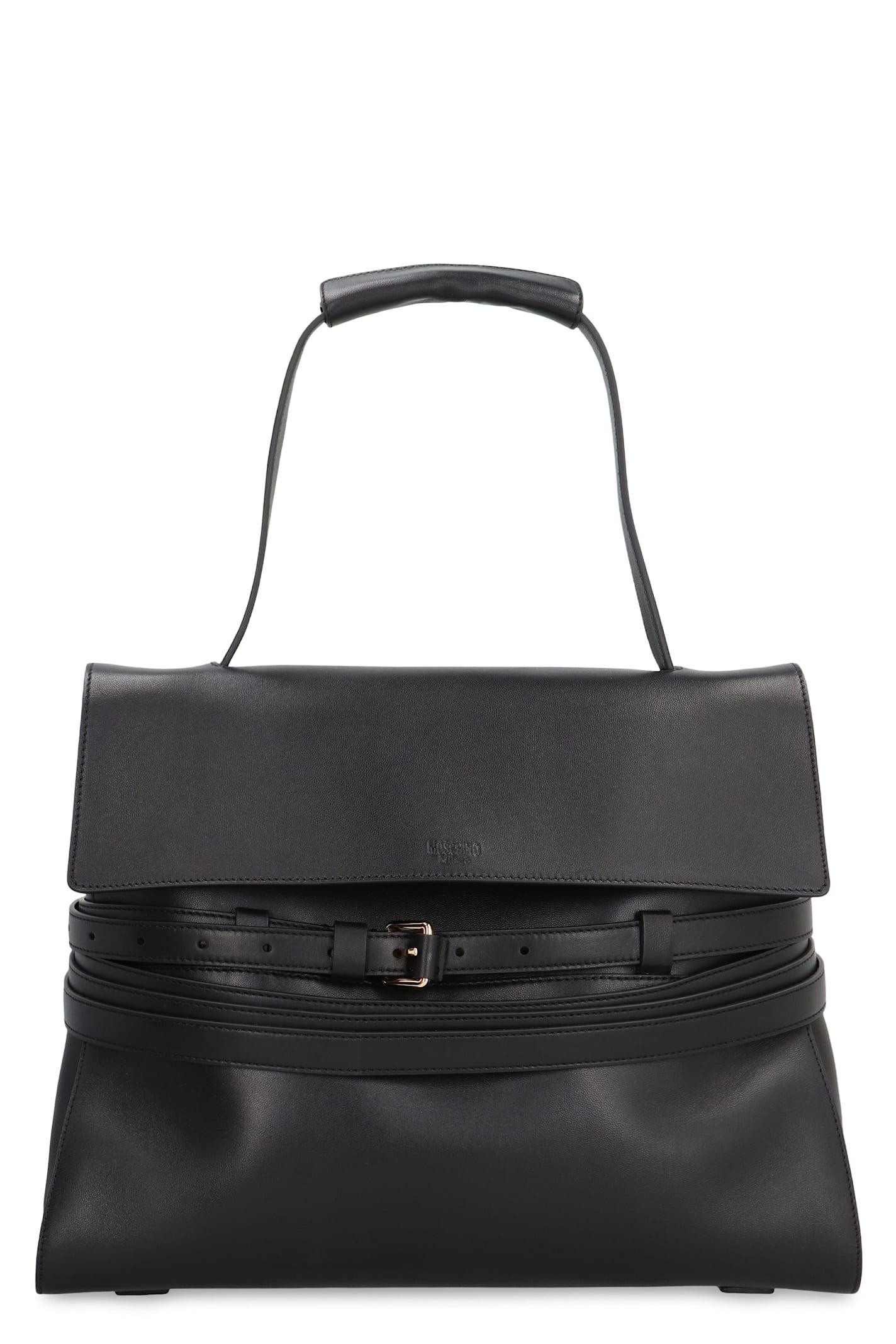 moschino tie me medium leather handbag