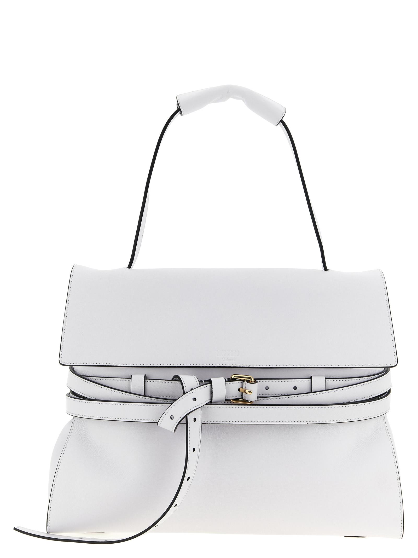 moschino tie me shoulder bag white nappa leather hand - women