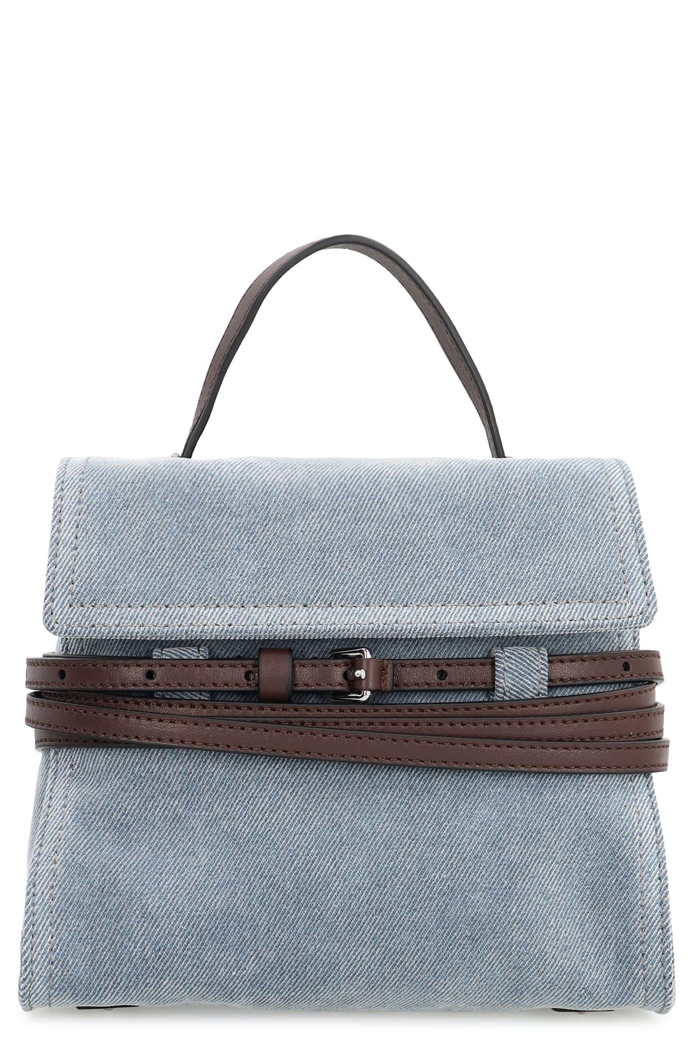 moschino tie me small denim handbag