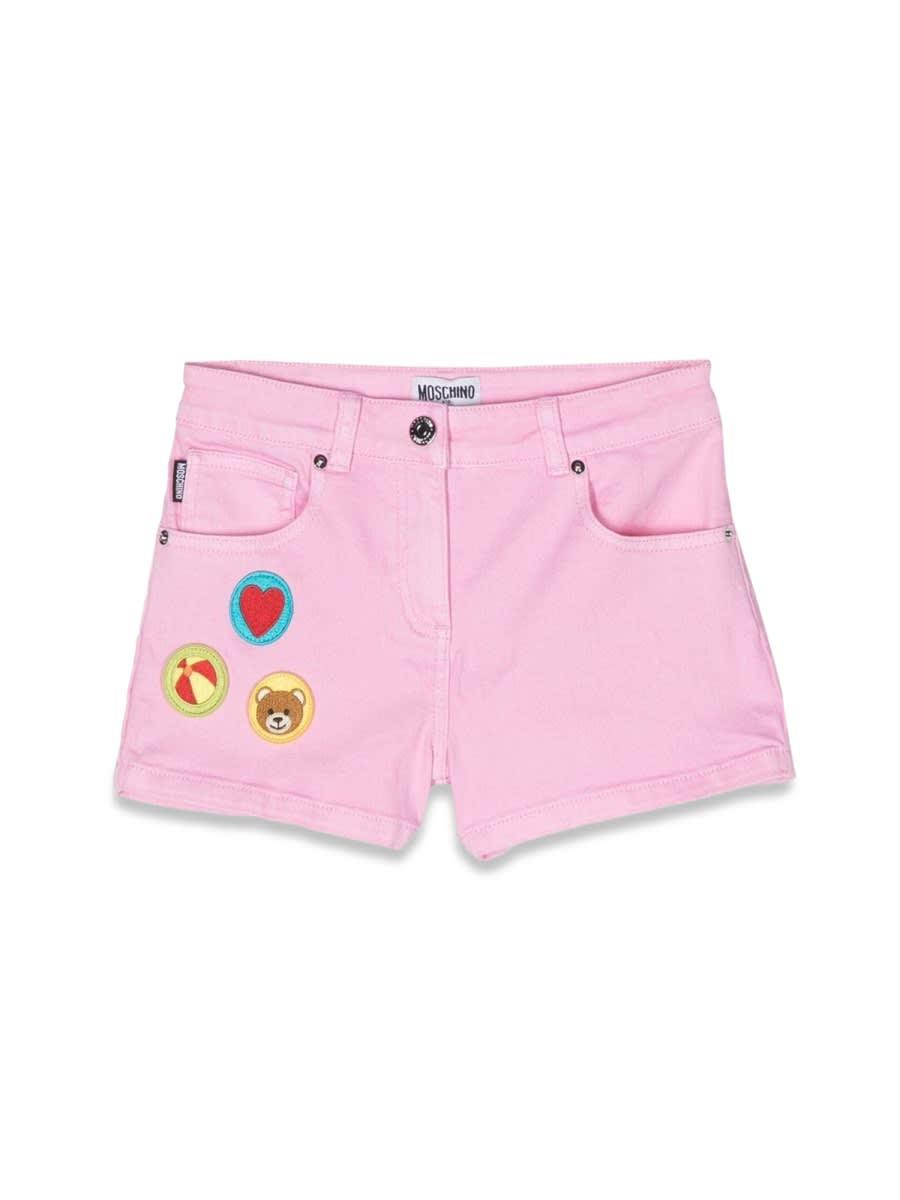 moschino toy pop patch shorts