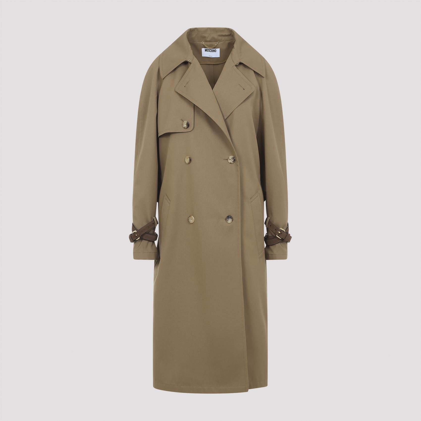 moschino trench brown polyester cotton coat - women