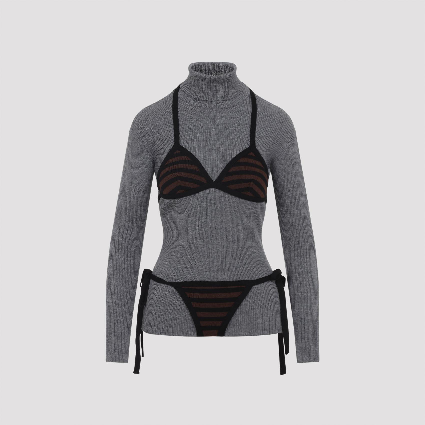 moschino turtleneck grey virgin wool sweater - women