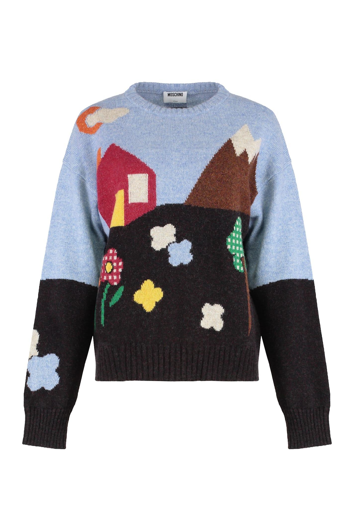 moschino virgin wool crew-neck sweater