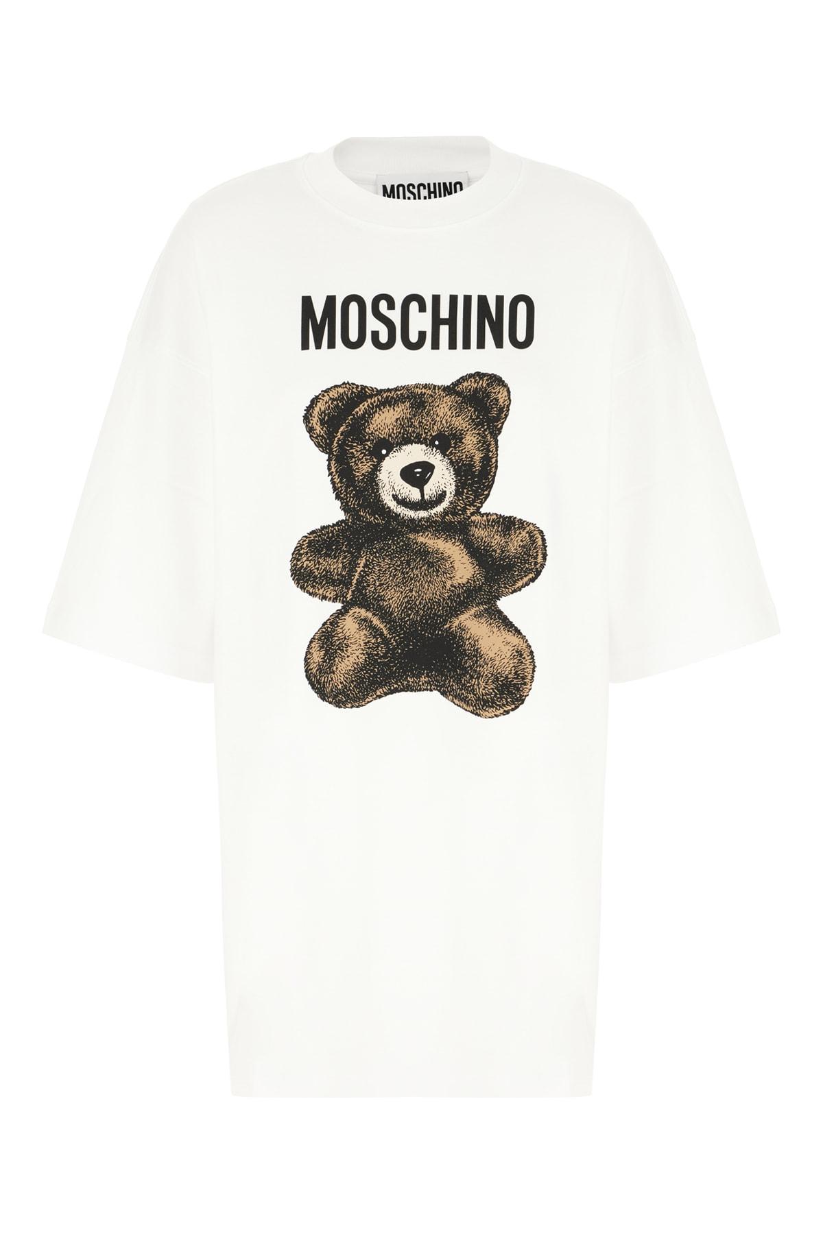 moschino white cotton oversize t-shirt dress