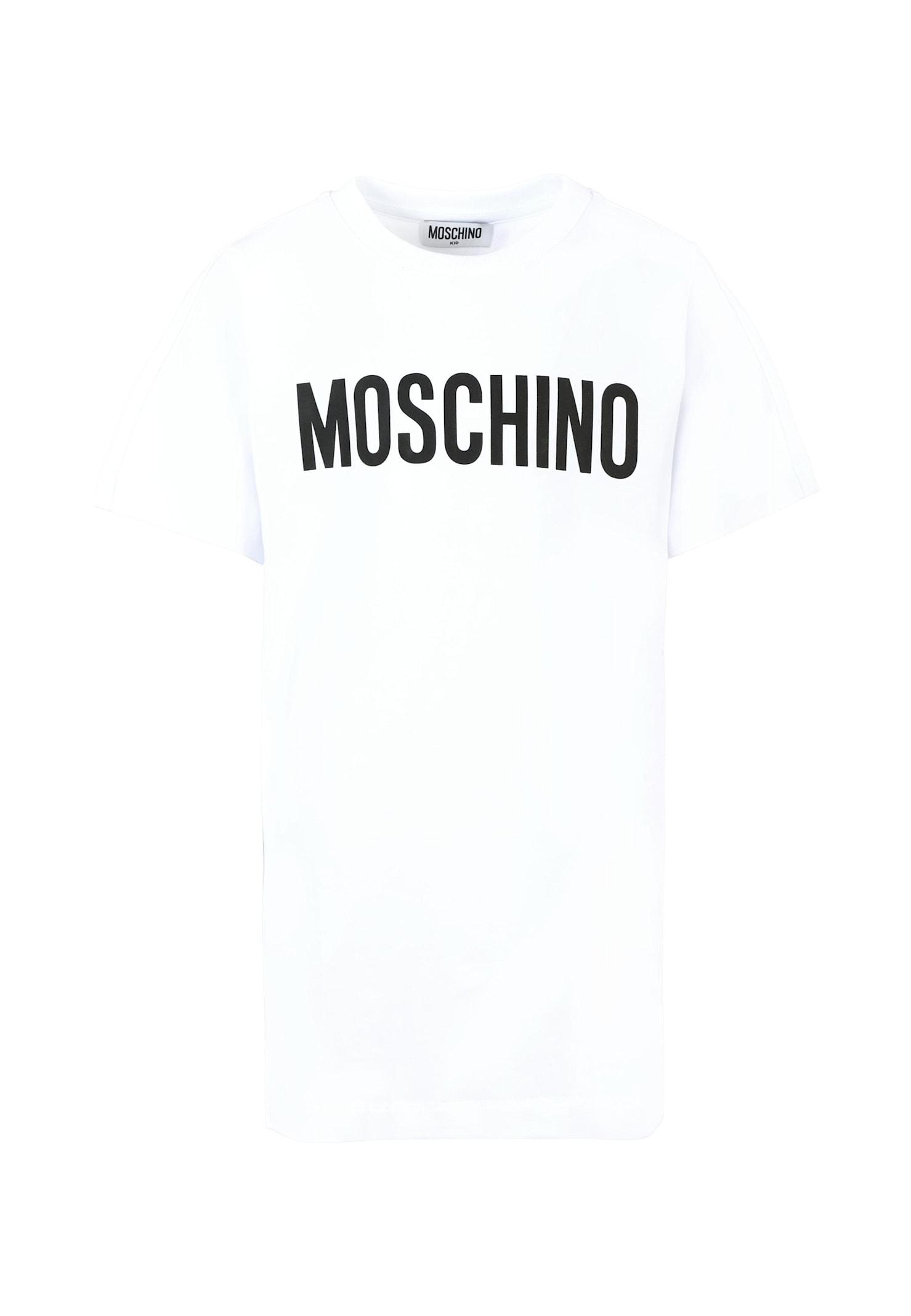 moschino white dress for girl with logo