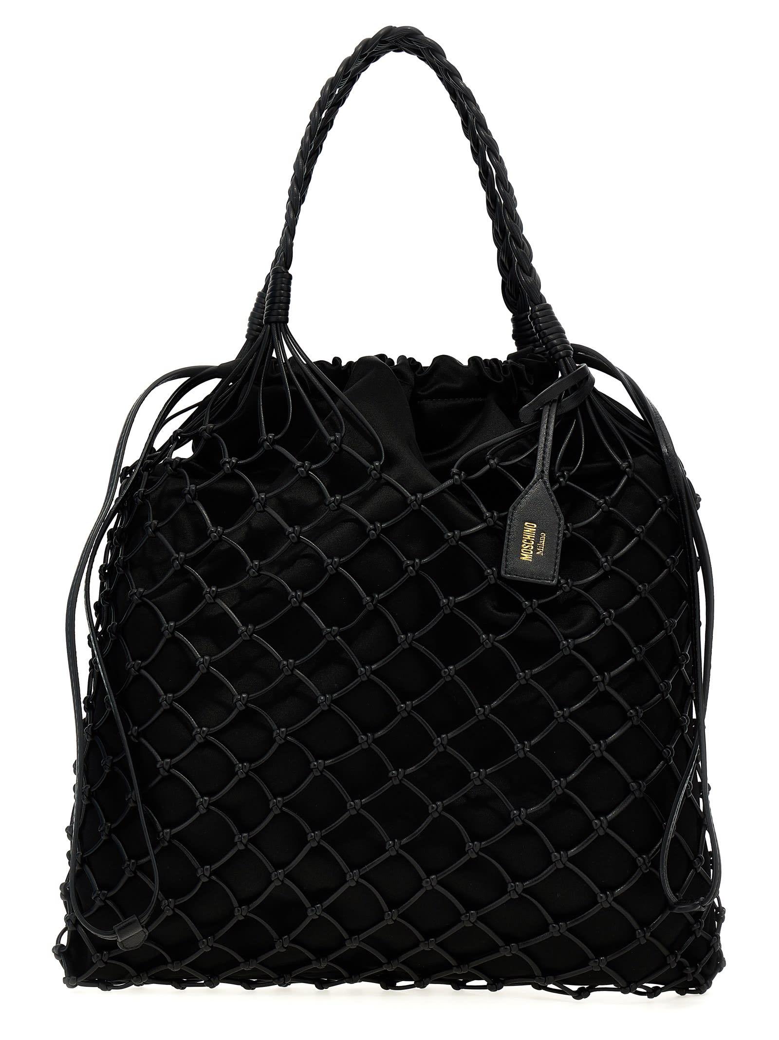 moschino woven nappa leather shopping bag