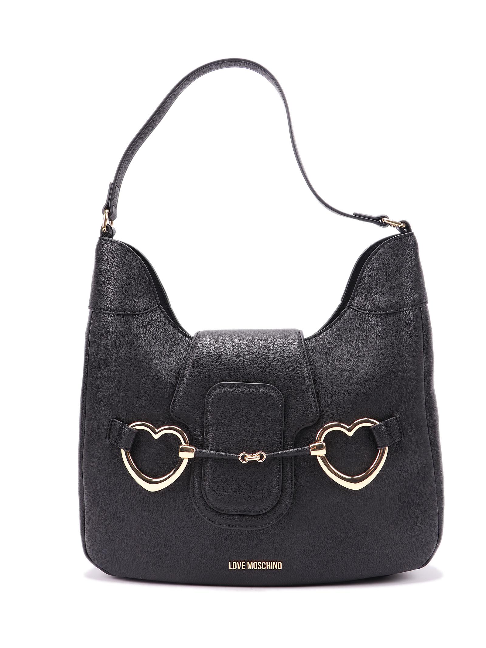 moschinolove big heart beat black polyurethane bag - women