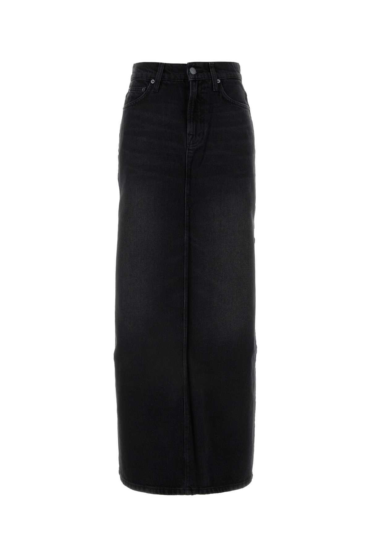 mother black denim the fun dip slice skirt