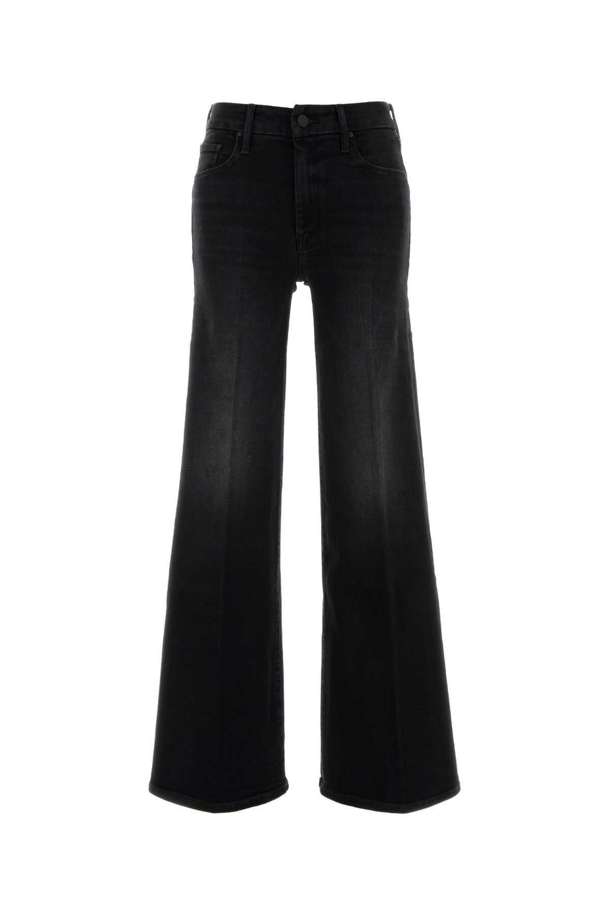 mother black stretch denim the roller sneak jeans