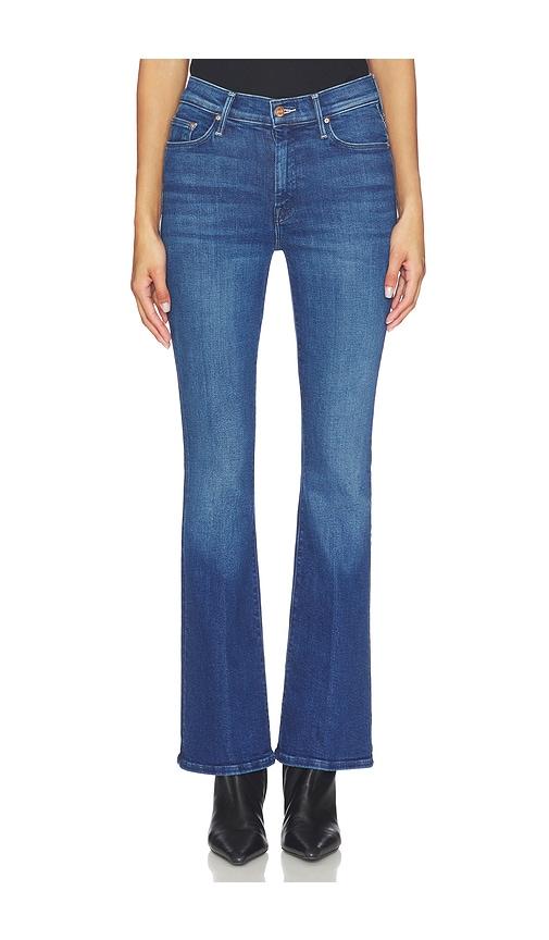 mother bootcut jeans in navy.