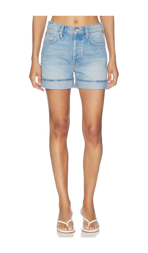 mother culotte cuffed short in blue.