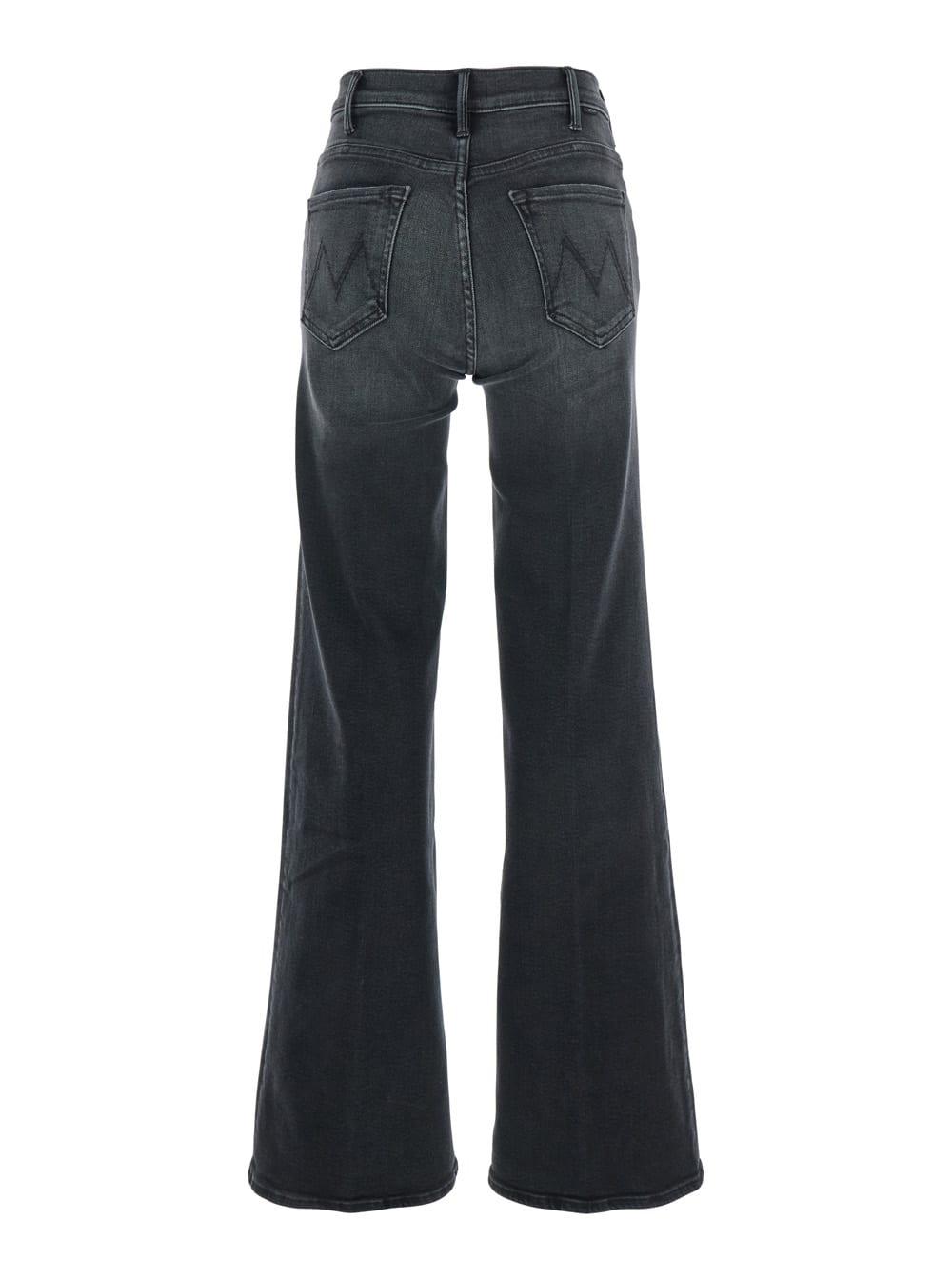 mother grey five-pocket flared jeans in cotton denim woman