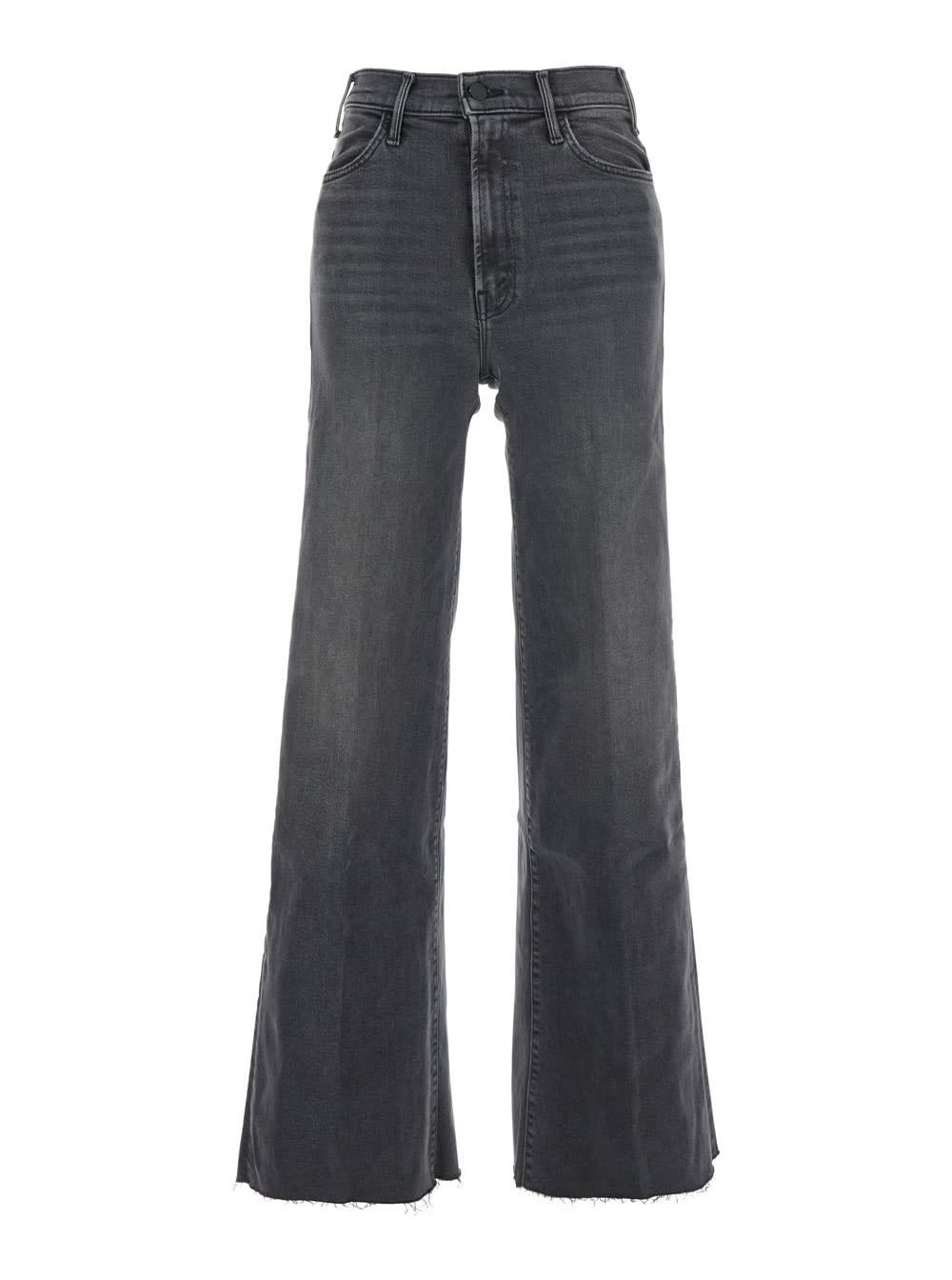 mother grey five-pocket flared jeans in cotton denim woman