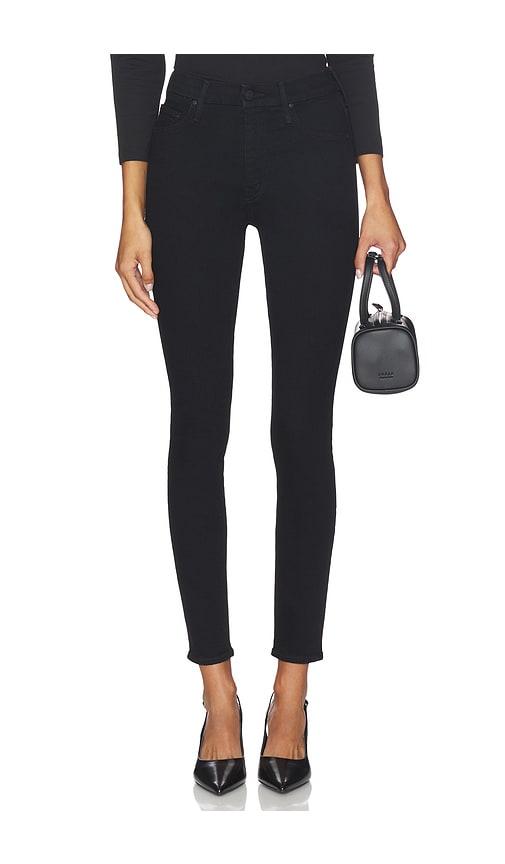 mother high waisted looker jeans in black.