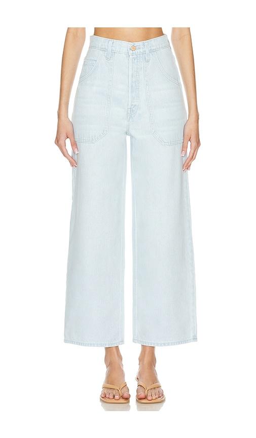 mother high waisted smoothie carpenter ankle jeans in denim-light.