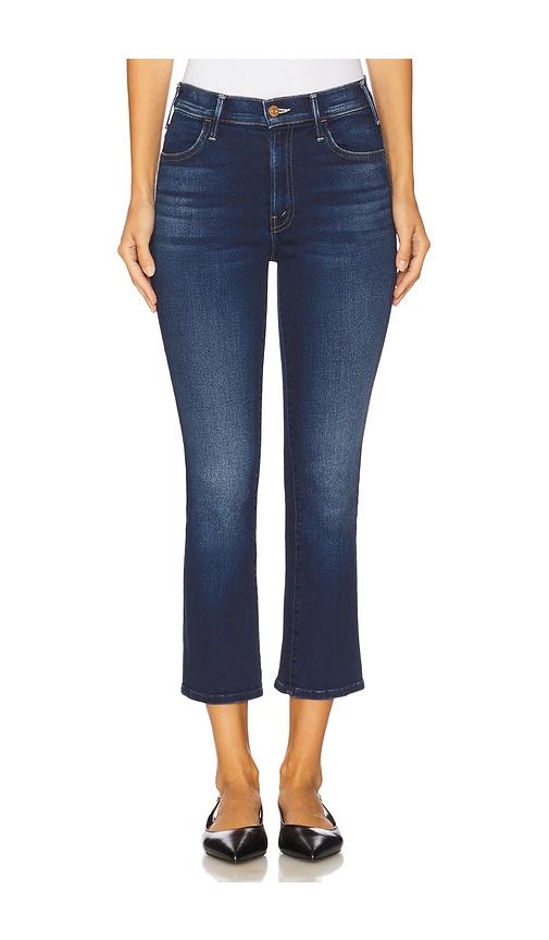 mother lil' petite hustler ankle jeans in blue.