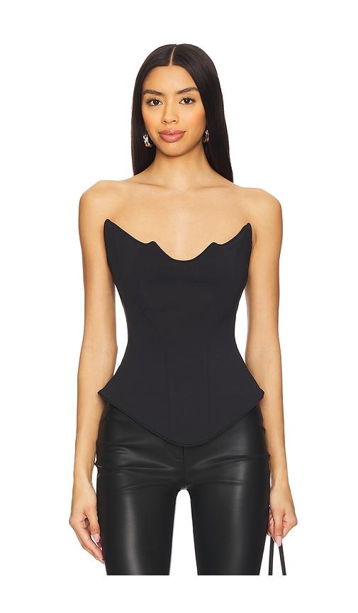 mother of all april zipper corset top in black.