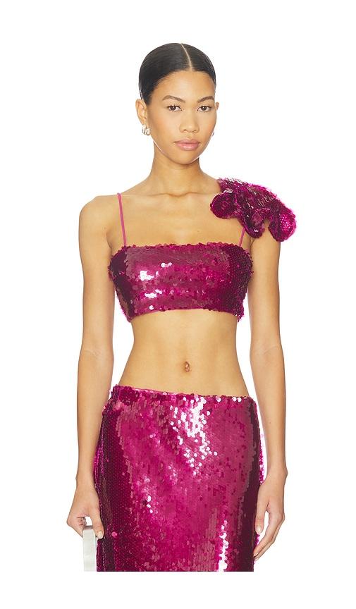 mother of all mela sequins top in fuchsia.