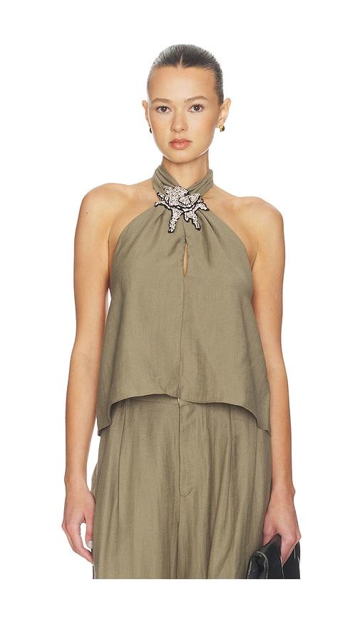 mother of all mona collar top in olive.