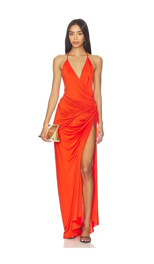 mother of all moon maxi dress in orange.