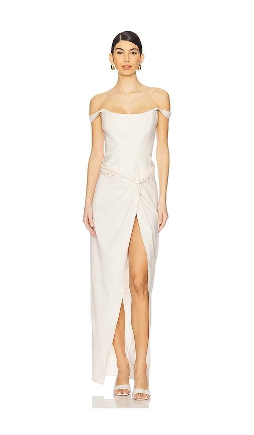 mother of all olive dress in cream.