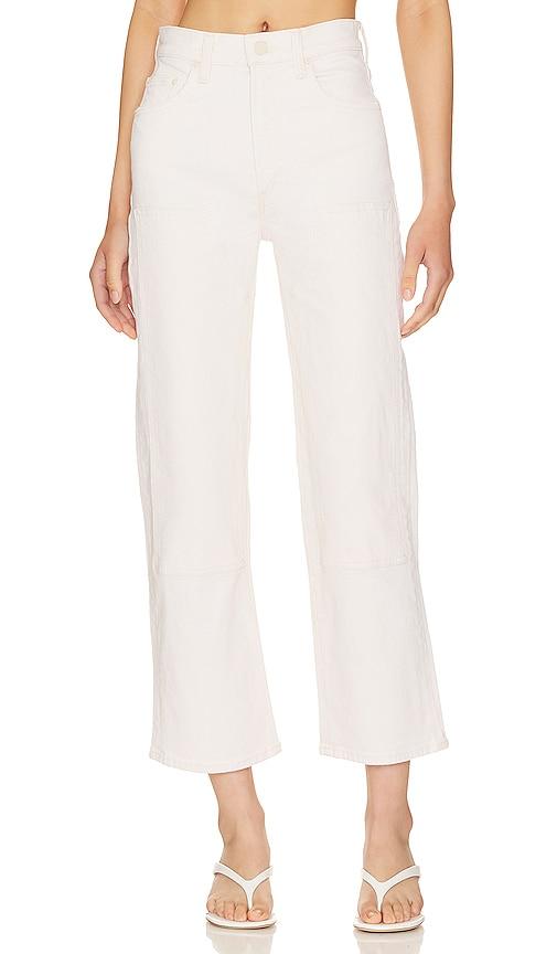 mother the bee's knees rambler zip ankle jeans in white.
