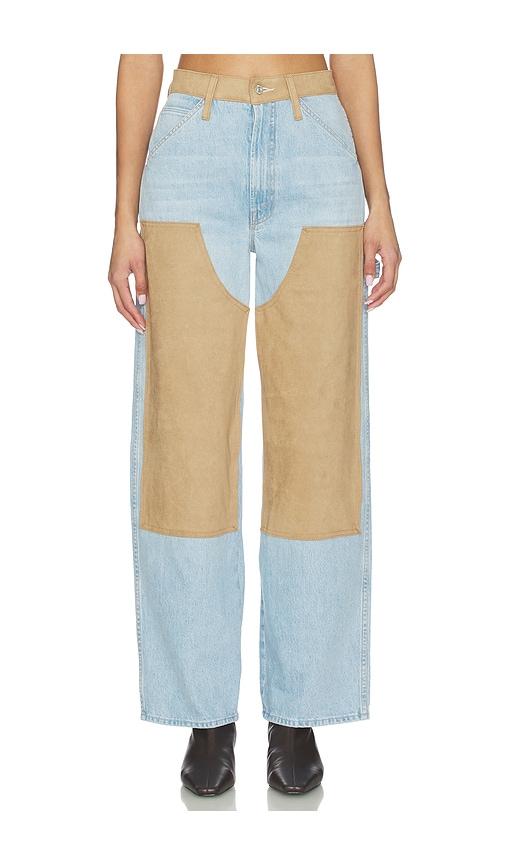 mother the bee's knees stud finder skimp jeans in blue.