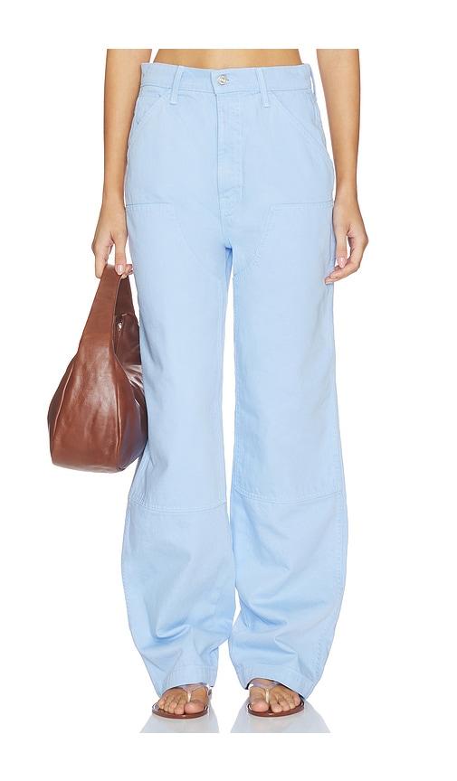 mother the bee's knees stud finder sneak jeans in baby blue.