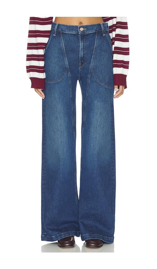 mother the chisel sneak jeans in blue.