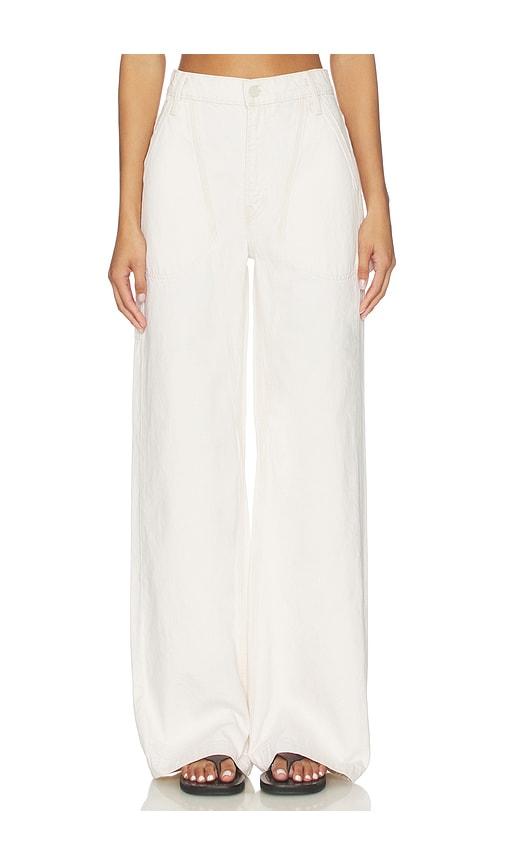 mother the chisel sneak jeans in white.