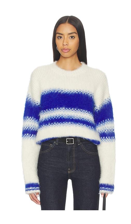 mother the crop jumper in blue,ivory.