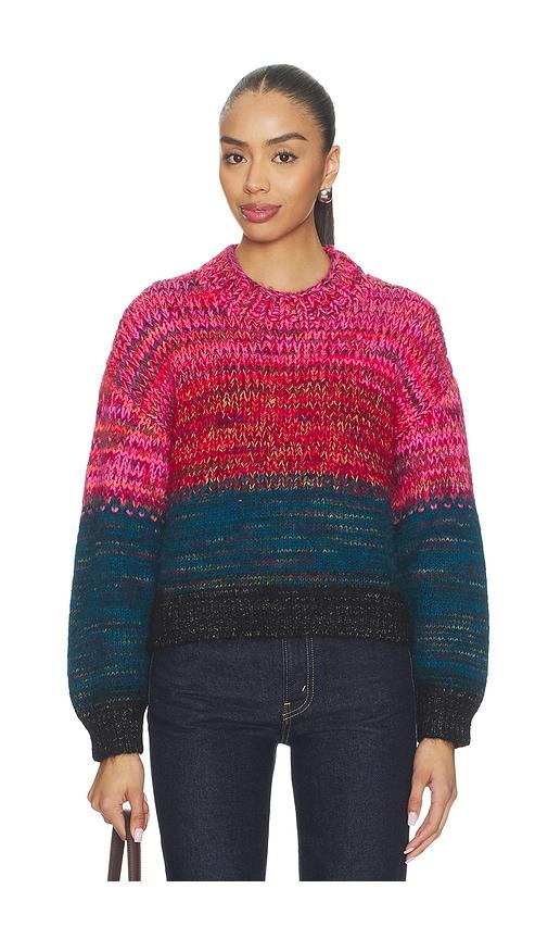 mother the crop pullover in pink,teal.