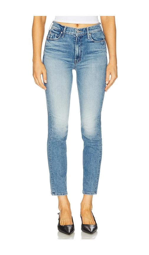 mother the dazzler flood jeans in blue.