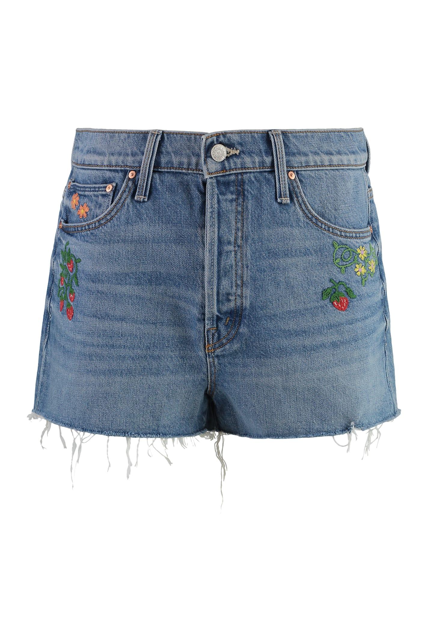 mother the ditcher denim shorts