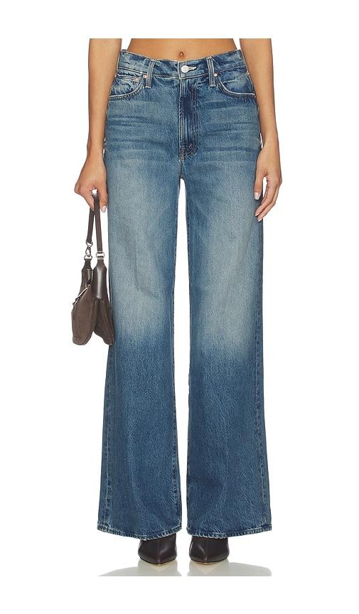 mother the ditcher roller zip sneak jeans in blue.