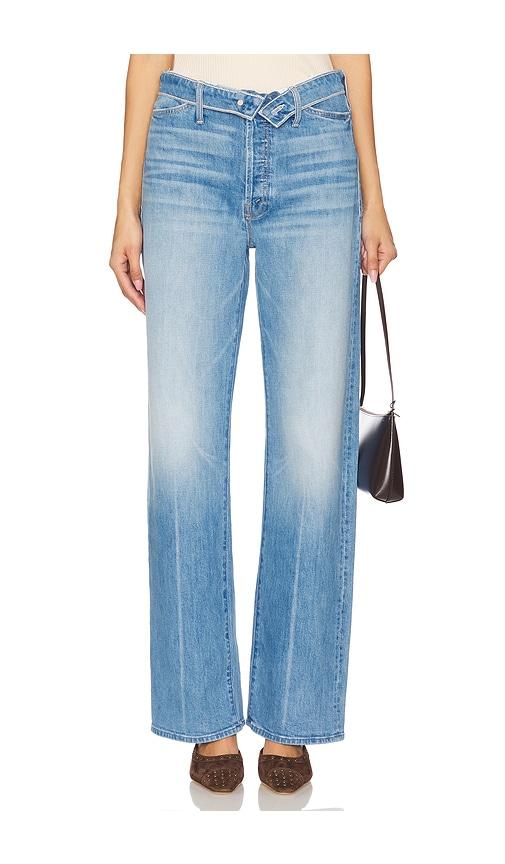 mother the foldover dodger sneak jeans in blue.