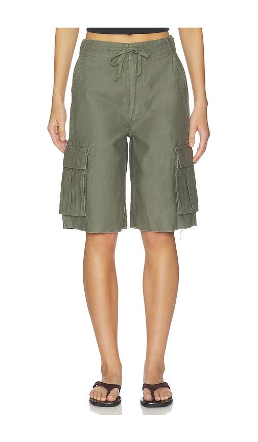 mother the free fall short fray in green.