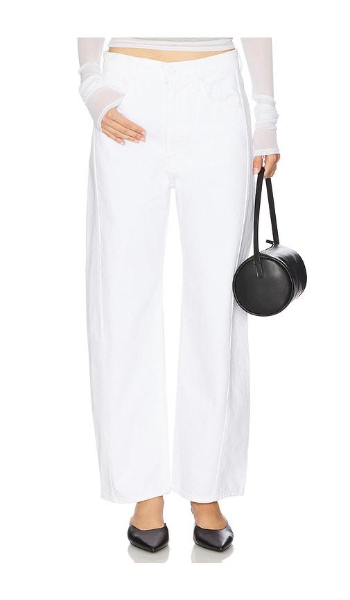 mother the full pipe ankle jeans in white.