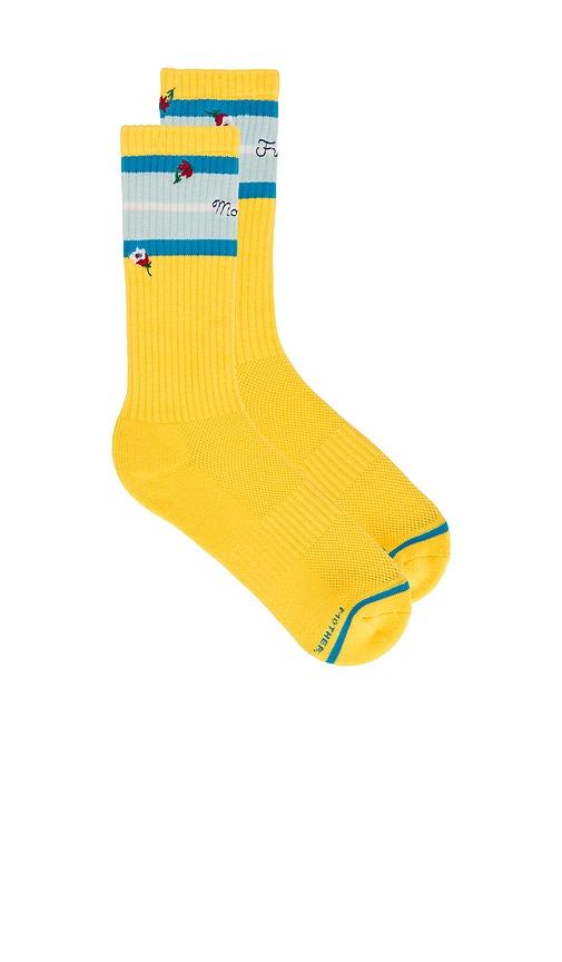 mother the half-calf socks in yellow.