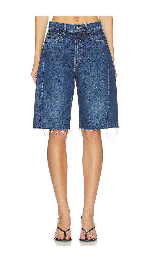 mother the half-pipe bermuda fray short in blue.