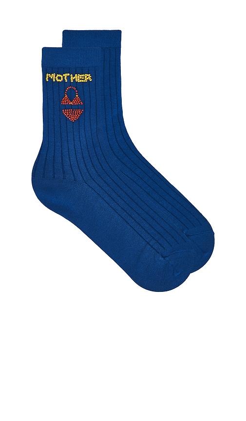 mother the half step socks in blue.