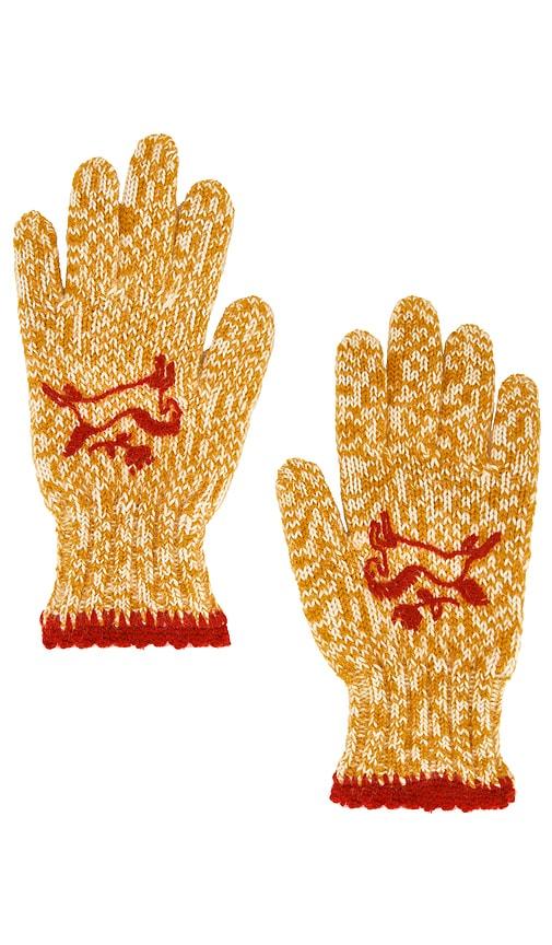 mother the handshake gloves in yellow, red.