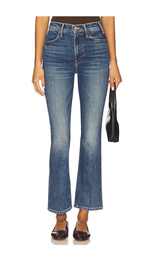 mother the hustler ankle jeans in blue.