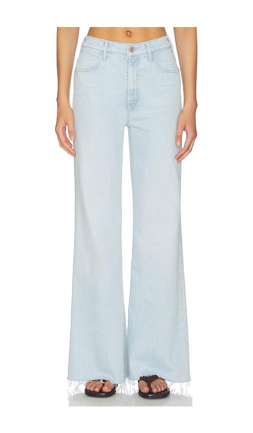 mother the hustler roller skimp fray jeans in blue.