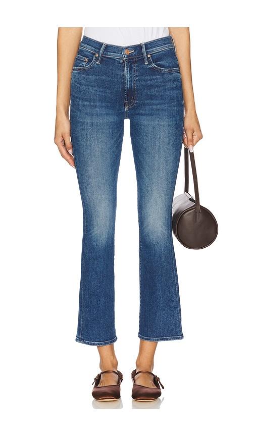 mother the insider flood jeans in blue.