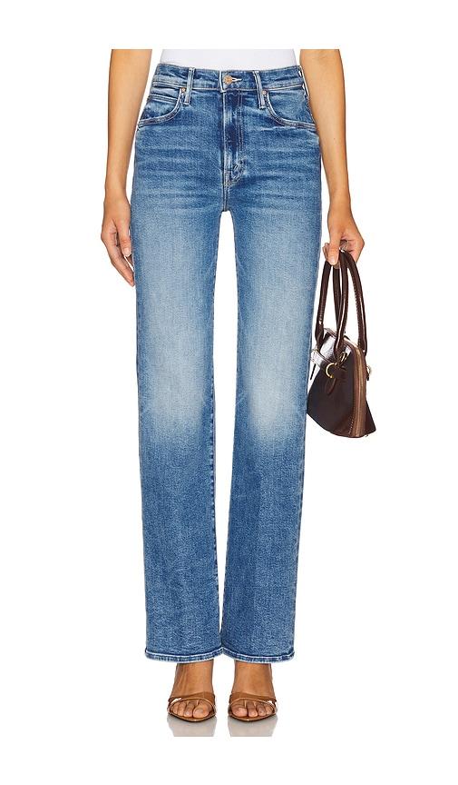 mother the kick it jeans in blue.