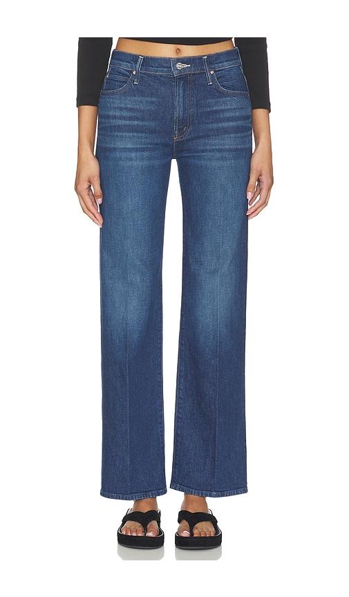 mother the kick it jeans in blue.