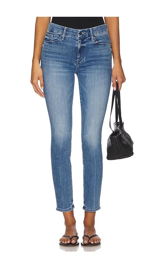 mother the looker ankle jeans in blue.