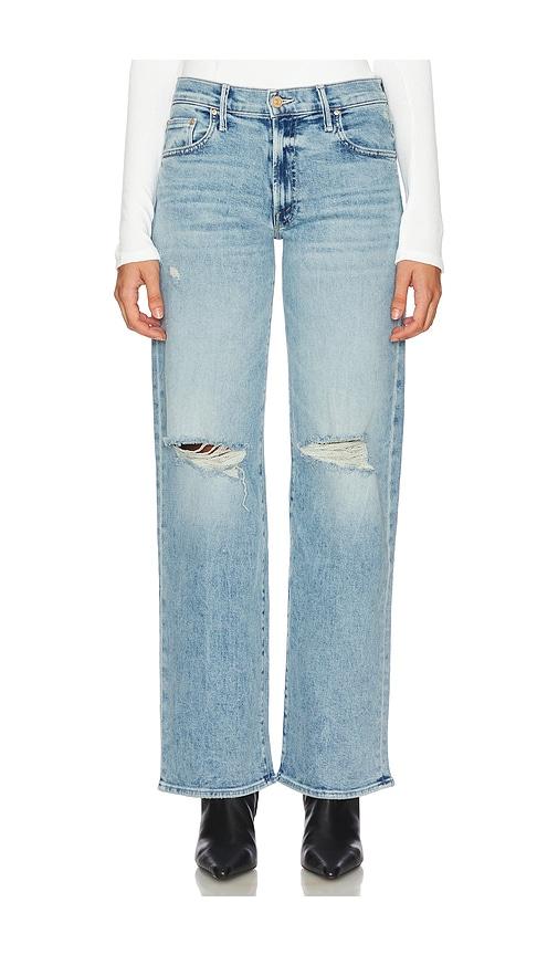 mother the mid rise maven sneak jeans in denim-light.