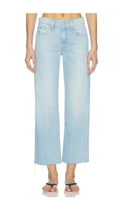 mother the mid rise rambler zip ankle fray jeans in blue.